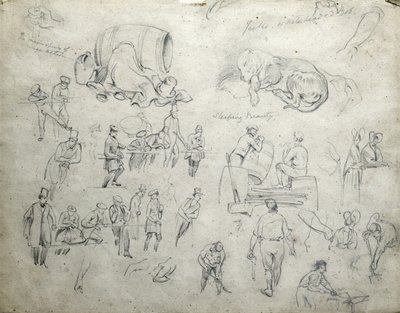 杰克的白发鲍勃，睡美人，c.1835-38（纸上铅笔；合成草图） 作者 约翰·库克·伯恩