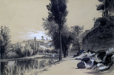 Linslade Rocks，1837年6月23日（笔和墨水在纸上洗） 作者 约翰·库克·伯恩