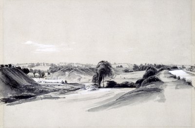 制作和堤防，Bugbrooke，1837年7月10日（笔和墨水在纸上洗） 作者 约翰·库克·伯恩