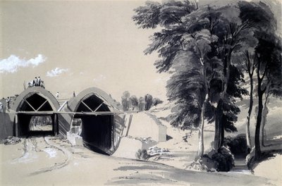 占领桥，Bugbrooke，北安普敦郡，1837年7月9日（笔和墨水在纸上洗） 作者 约翰·库克·伯恩