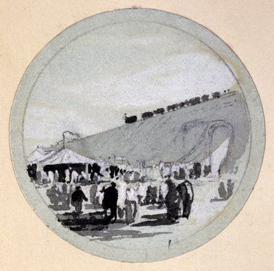 开幕，伦敦和伯明翰铁路，c.1838（笔和墨水在纸上洗） 作者 约翰·库克·伯恩