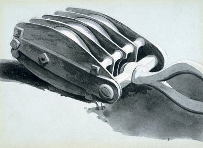 用于铁路建设的滑轮，1833-38（笔和墨水在纸上洗） 作者 约翰·库克·伯恩