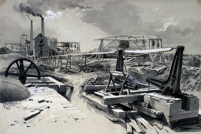 泵，通风井，Kilsby隧道，北安普敦郡，1837年7月15日（钢笔和墨水在纸上洗） 作者 约翰·库克·伯恩