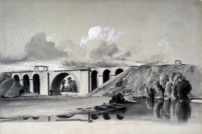 1837年7月27日在考文垂附近的Sherbourne高架桥（笔和墨水在纸上洗） 作者 约翰·库克·伯恩