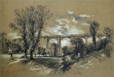 布拉奇福德高架桥，c.1835-38（纸上有水洗的铅笔） 作者 约翰·库克·伯恩