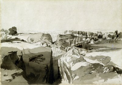 查看从隧道的顶部，Linslade，白金汉郡，1837年10月12日（钢笔和墨水在纸上洗） 作者 约翰·库克·伯恩