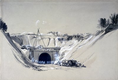 1837年6月6日，赫特福德郡沃特福德隧道（纸和墨水在纸上洗） 作者 约翰·库克·伯恩