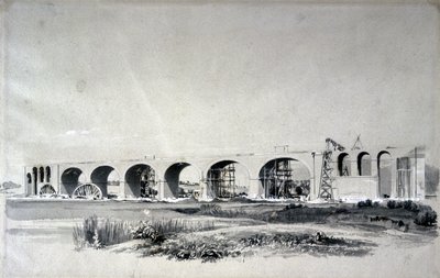 Wolverton Viaduct，1837年6月30日（笔和墨水在纸上洗） 作者 约翰·库克·伯恩