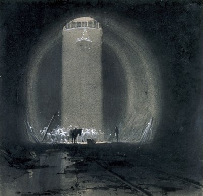 工作轴，1877年7月8日北安普敦郡基尔斯比隧道（钢笔和墨水在纸上洗） 作者 约翰·库克·伯恩