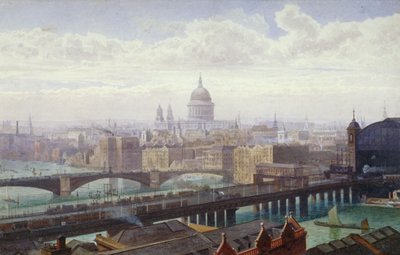 加农街铁路桥和南华克桥，伦敦，1892年 作者 约翰·克劳瑟