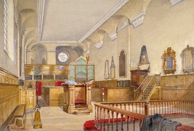 伦敦市伍德街的圣迈克尔教堂内景，1888年 作者 约翰·克劳瑟