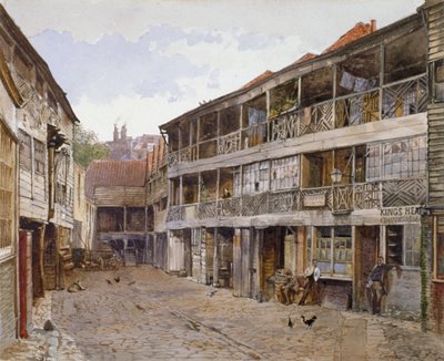 伦敦南华克区博罗高街的国王头旅馆和国王头旅馆院子，1879年 作者 约翰·克劳瑟