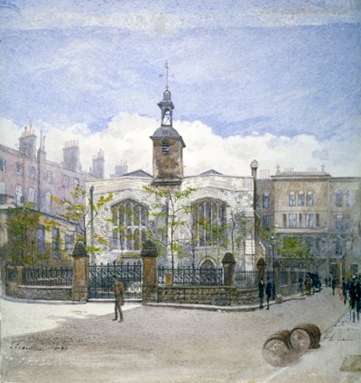 伦敦市比什普斯门的圣海伦教堂景观，1883年 作者 约翰·克劳瑟