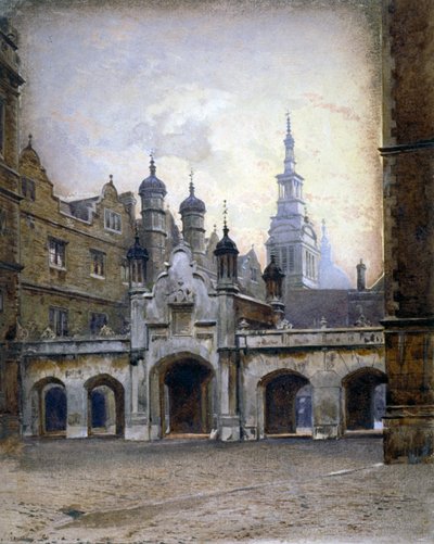 伦敦市新门街基督医院的新回廊景观，1880年 作者 约翰·克劳瑟