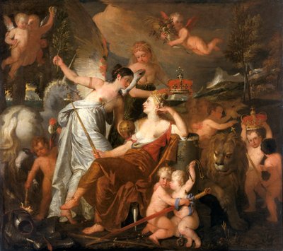 反映在欧洲的一位已故公主的和平加冕的英国荣耀》，1819年 作者 约翰·唐曼
