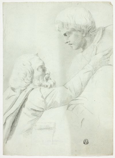 大胡子男人和男孩（选自 Bas-Relief） 作者 约翰·唐曼