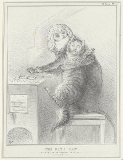 Spotprent op Talleyrand en Palmerston, 1832 年
猫爪》（物品上的标题）
政治素描（系列标题） 作者 约翰·道尔