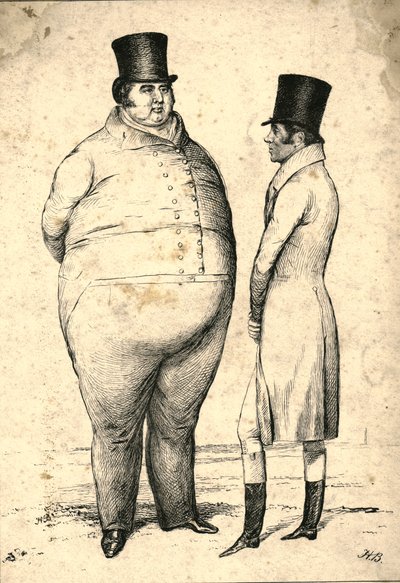 两位重量级人物在球场上的表现。问题：哪一个更重要"，1829年。 作者 约翰·道尔