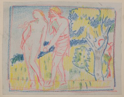 Untitled [Male & female figure in a landscape] (pencil) 作者 约翰邓肯