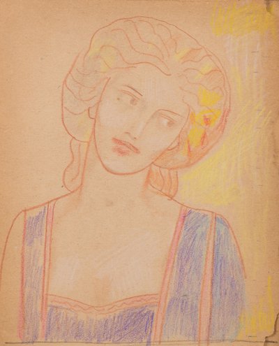 无题[中世纪女性形象]（铅笔画 作者 约翰邓肯