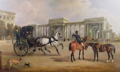 Massey Stanley先生在1833年的海德公园角落上驾驶敞篷车和黑客 作者 约翰·费内利