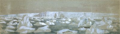 南极屏障的一部分，1841 年 2 月 2 日（水彩画） 作者 约翰·爱德华·戴维斯
