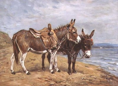 海边的驴子（布面油画） 作者 约翰·艾姆斯