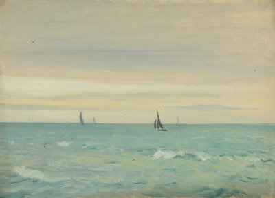 海景，19 世纪晚期 - 20 世纪中期（纸板油画） 作者 约翰·埃弗里特