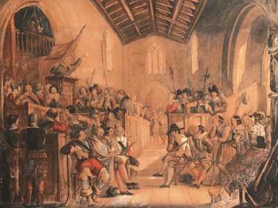 圆头修道院：沃尔特·史考特爵士（Sir Walter Scott）拍摄的“山顶的佩弗里尔”一幕，1841年 作者 John Everett Millais