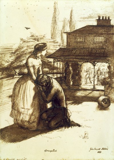 1853年接受（笔和棕色墨水在纸上） 作者 约翰·埃弗里特·米莱斯