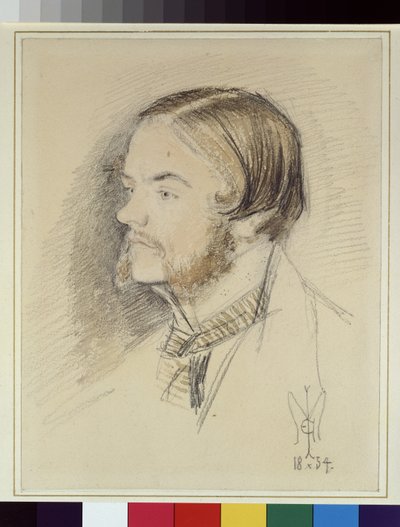 Holman Hunt的肖像，1854年（wc和铅笔在纸上） 作者 约翰·埃弗里特·米莱斯