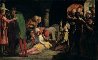 《罗密欧与朱丽叶之死》，c.1848（磨纸板油画） 作者 约翰·埃弗里特·米莱斯
