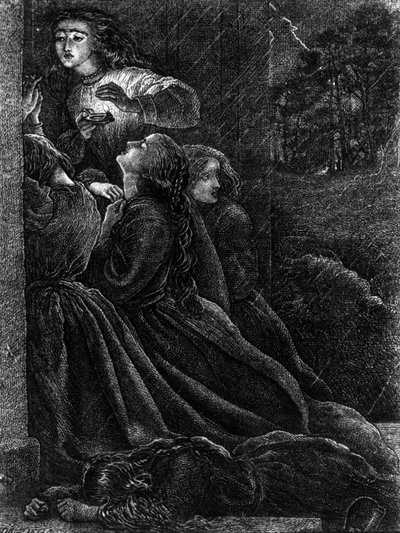 五个愚蠢的处女，来自“我们的主和救主耶稣基督的比喻”，1864年 作者 约翰·埃弗里特·米莱斯