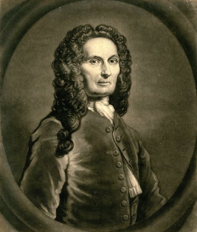 法国数学家Abraham de Moivre的画像，1667-1754年，1736年 作者 约翰·费伯