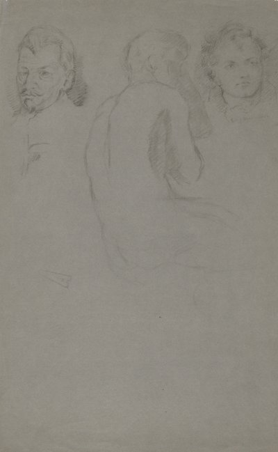 两幅肖像画和一幅男性裸体画，坐姿 作者 约翰弗格森堰