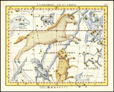 1776 - John Flamsteed - La Licorne, Le Gd.Chien (Monoceros  Canis Major) 作者 约翰·弗拉姆斯蒂德