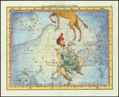 1776 年驼豹座和御夫座以及邻近星座的星图，摘自 Fortin
