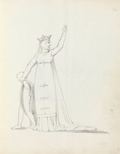 Siddons夫人作为康斯坦斯与儿童，1783年（笔，水墨在纸上） 作者 约翰·弗拉克斯曼