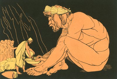 尤利西斯将葡萄酒送给Polyphemus 作者 约翰·弗拉克斯曼