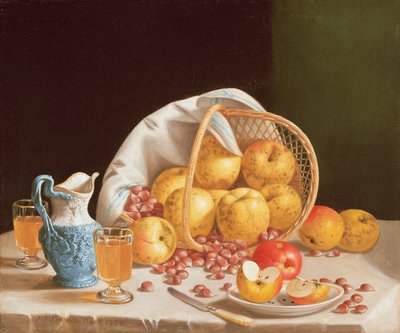 静物与黄色苹果，1858年 作者 约翰·弗朗西斯
