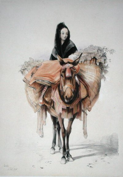 塞维利亚 1835年，出自《西班牙素描》，由查尔斯-约瑟夫-赫尔曼德（1789-1850）雕刻，1836年出版（彩色平印）。 作者 约翰·弗雷德里克（后）刘易斯