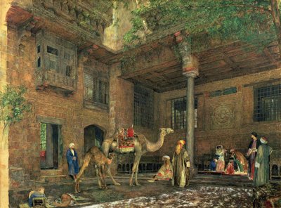 画家之家庭院，开罗，约1851年 作者 约翰·弗雷德里克·刘易斯