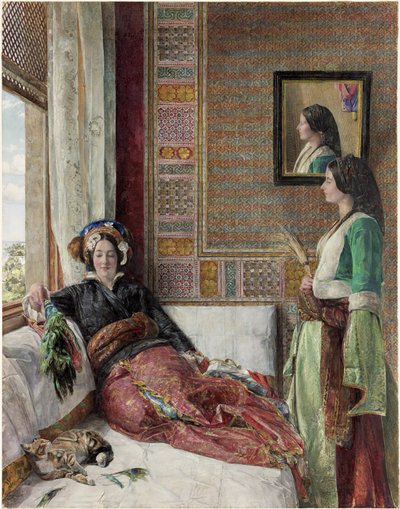 Hhareem生活 - 君士坦丁堡（wc，bc和铅笔与阿拉伯树胶在纸上） 作者 John Frederick Lewis