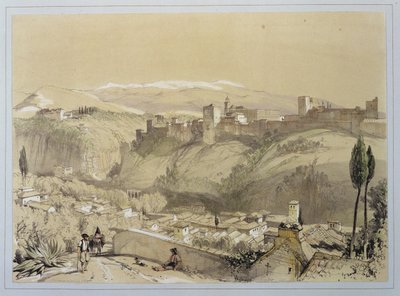 来自阿尔拜的阿尔罕布拉宫，来自“阿尔罕布拉宫的草图和绘画”，由James Duffield Harding（1798-1863）刻，1835年 作者 约翰·弗雷德里克·刘易斯