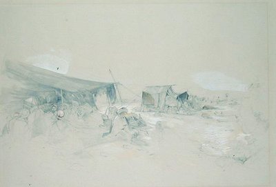 西奈山的沙漠（纸上铅笔和水粉画） 作者 约翰·弗雷德里克·刘易斯