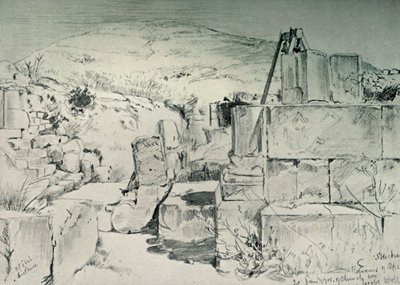 1902年，在Shechum Nablus的Jacobs Well上的第四世纪教堂的后殿。 作者 约翰·富利洛夫