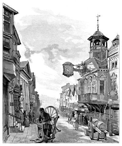 吉尔福德（Guildford）：大街（High Street），带有市政厅，1886年 作者 约翰·富利洛夫