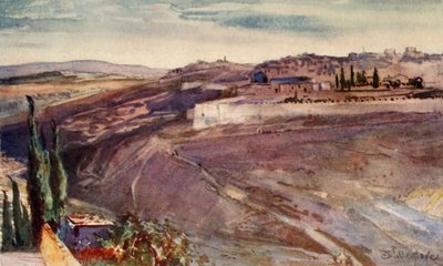 1902年，基督从橄榄山上传出的橄榄枝上的传统景点中发现耶路撒冷。 作者 约翰·富利洛夫