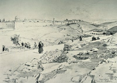 耶路撒冷，与来自伯大尼的路，1902年。 作者 约翰·富利洛夫