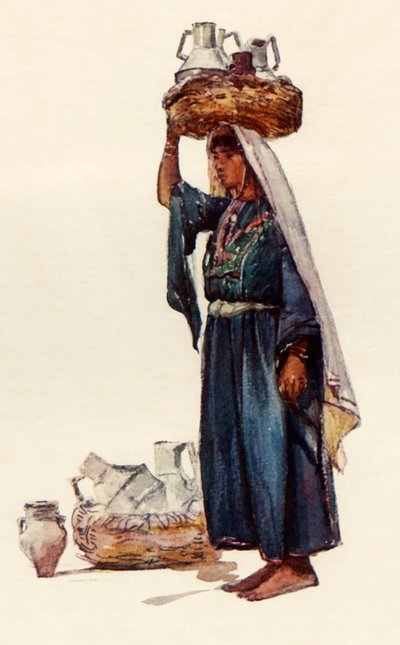 叙利亚农民用牛奶容器，1902年。 作者 约翰·富利洛夫